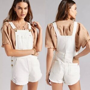 Pilcro White Denim Short Overalls